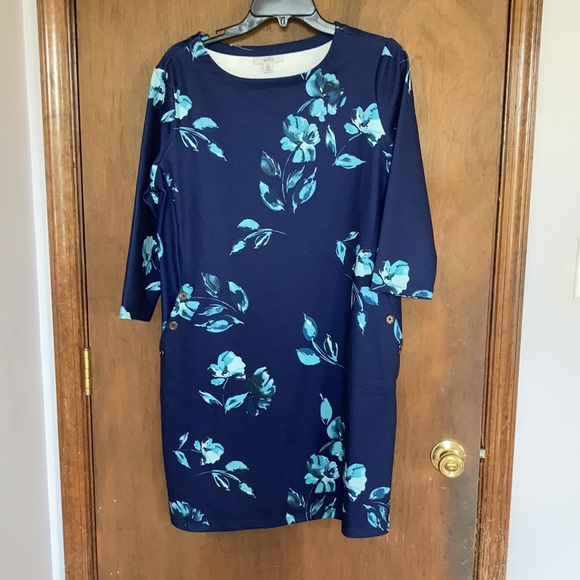 Croft and barrow PETITE floral print dress w Pockets MP - Picture 4 of 16